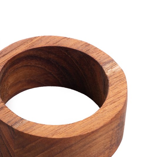 Conjunto 4 Aneis Para Guardanapo Madeira Teca Círculo Woodart