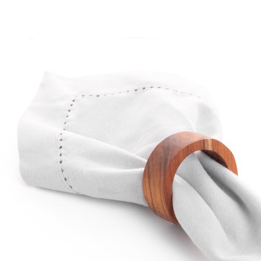 Conjunto 4 Aneis Para Guardanapo Madeira Teca Círculo Woodart