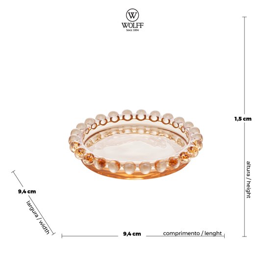 Conjunto 4 Mini Pratos de Cristal Pearl Ambar Wolff 10cm