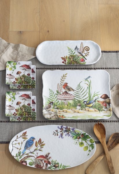 Conjunto 4 Pratos Melamina Moss & Oak Michel Design 15 x 15 cm