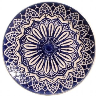 Conjunto 6 Peças Pratos Sobremesa Yang Azul Scalla Ceramica 