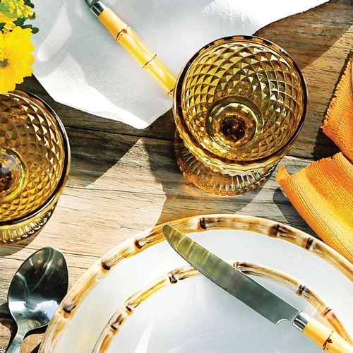 Conjunto 06 Pratos para Sobremesa Bambu Scalla Cerâmica Branco