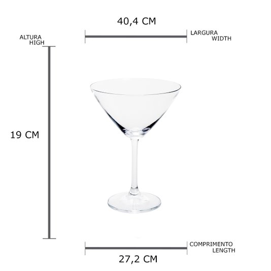 Conjunto 6 Taças de Cristal Para Coquetel Gastro Bohemia 280ml