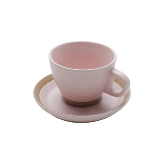 Conjunto De 6 Xícaras Com Pires Para Chá Romance Bon Gourmet Colorida 200 ml