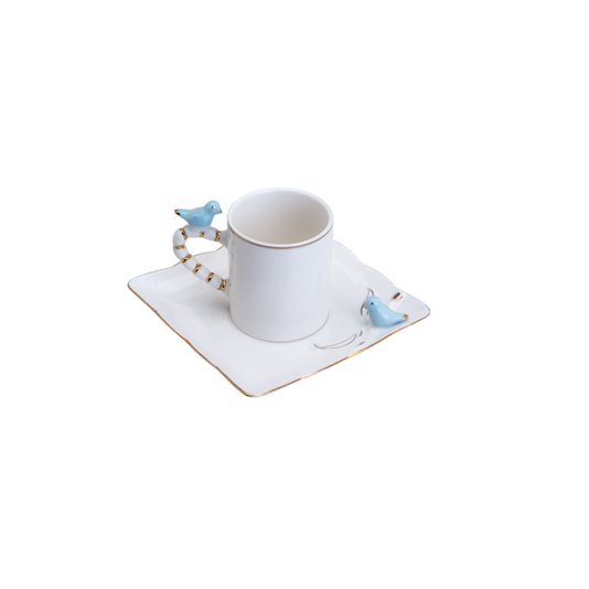 Conjunto De 6 Xícaras De Porcelana Para Café Birds Wolff 80 ml