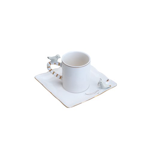 Conjunto De 6 Xícaras De Porcelana Para Café Birds Wolff 80 ml