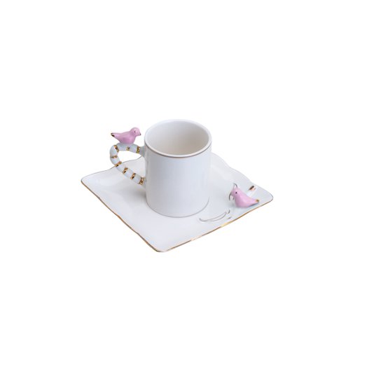 Conjunto De 6 Xícaras De Porcelana Para Café Birds Wolff 80 ml
