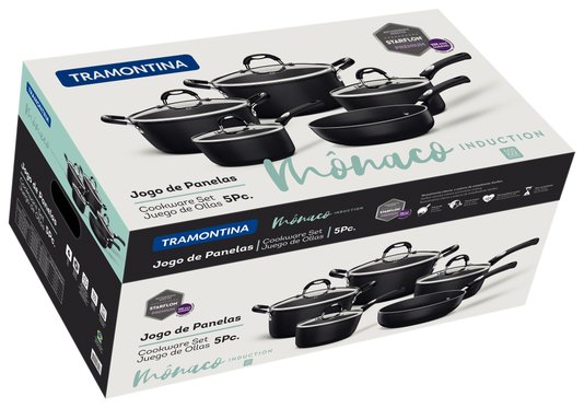Conjunto de Panelas 05 peças Mônaco Induction Tramontina Preto