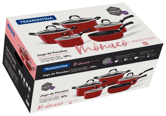 Conjunto de Panelas 05 peças Mônaco Induction Tramontina Vermelho