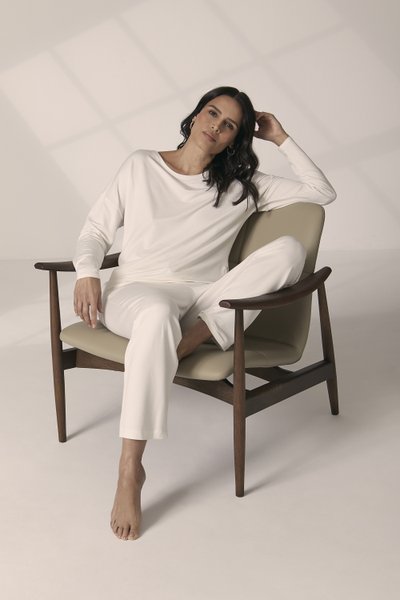 Conjunto Longo M Lorella Trussardi Branco