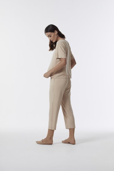 Conjunto Manga Curta P Belle Trussardi Caramelo