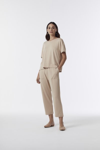 Conjunto Manga Curta P Belle Trussardi Caramelo