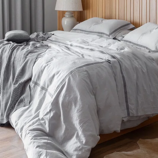 Capa Para Duvet King Square Linho Artelassê Cinza