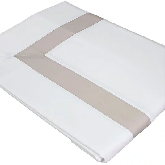 Capa Para Duvet Queen Turin 300 Fios Artelassê Branco/Kaki
