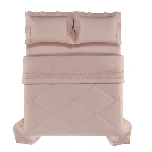 Edredom Casal Caprioli 200 Fios Trussardi Rosa Quartzo/Soft Nude 2,20 x 2,50 m