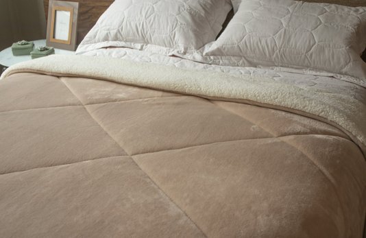 Edredom Genebra Sherpa LCL Casal Bege 1,80x2,20m