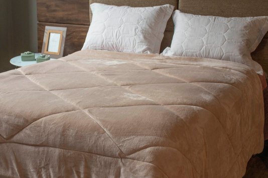 Edredom Genebra Sherpa LCL Casal Bege 1,80x2,20m