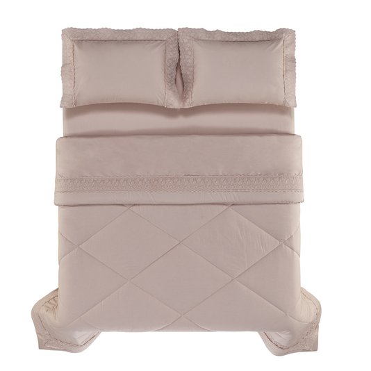 Edredom Queen Caprioli 200 Fios Trussardi Rosa Quartzo/Soft Nude 2,50 x 2,50 m