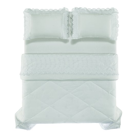 Edredom Queen Edelweiss 300 Fios Trussardi Branco/Branco