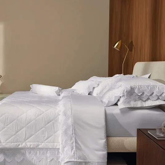 Edredom Queen Galles 300 Fios Trussardi Branco 2,50X2,50CM