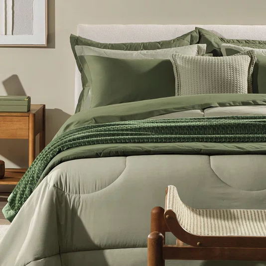 Edredom Queen Tom 200 Fios 2,40 x 2,50 Karsten Verde
