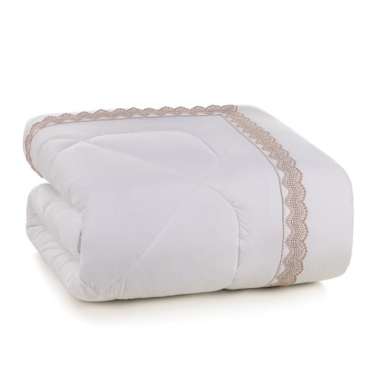 Edredom Queen Verone 200 Fios Trussardi Branco/Carvalho 2,50 x 2,50 m