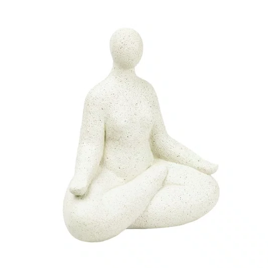 Escultura em Resina Meditação Lucatti Creme 19 x 17 x 11 cm
