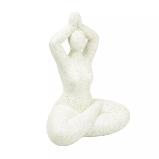 Escultura em Resina Meditação Lucatti Creme 22 x 17 x 10 cm