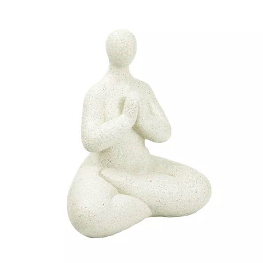 Escultura em Resina Meditação Mão Lucatti Creme 19 x 17 x 11 cm