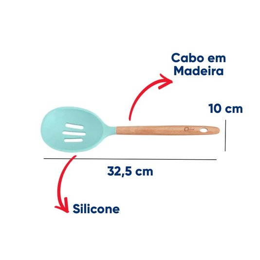 Escumadeira de Silicone Water Blue Oxford Azul 32,5cm