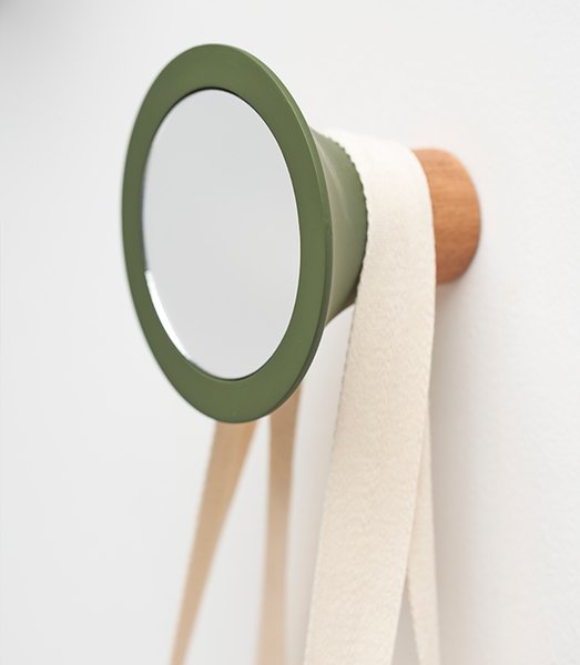 Espelho Alpina Pequeno Verde Militar Iludi Design 