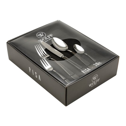 Faqueiro 30 Peças Inox Com Gift Box Pisa Two Tones Wolff Preto