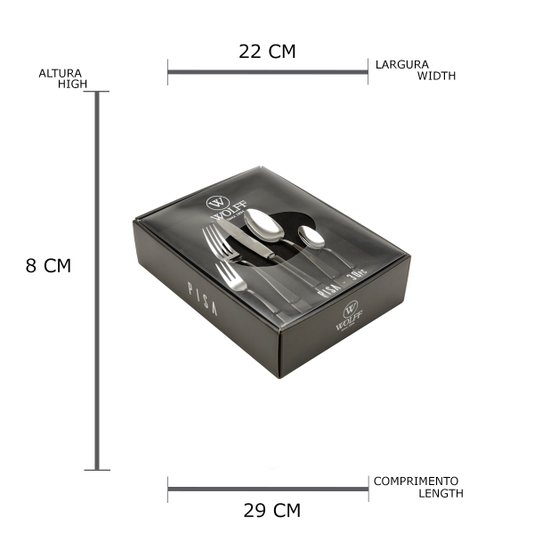 Faqueiro 30 Peças Inox Com Gift Box Pisa Two Tones Wolff Preto
