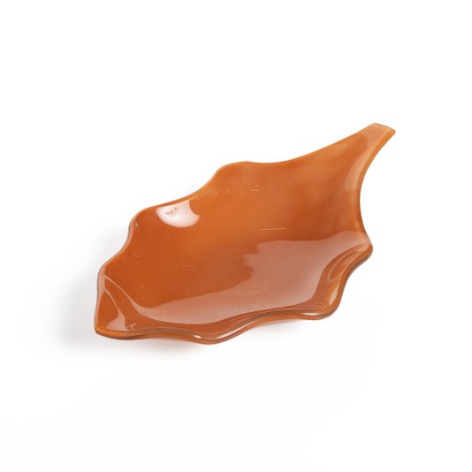 Folha Em Vidro Ocre 20 x 11  cm