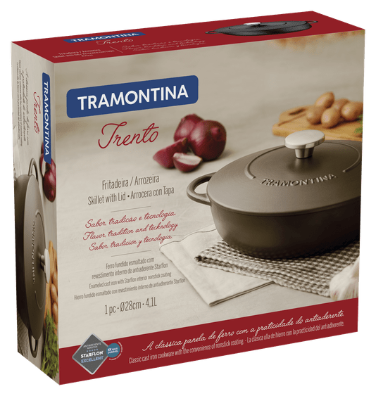 Fritadeira Antiaderente Ferro Esmaltado Trento Tramontina Preto 28cm