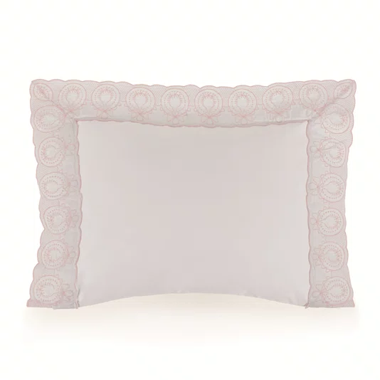 Fronha Bambini Olivia 300 Fios Trussardi Branco e Soft Nude 30cm x 40cm