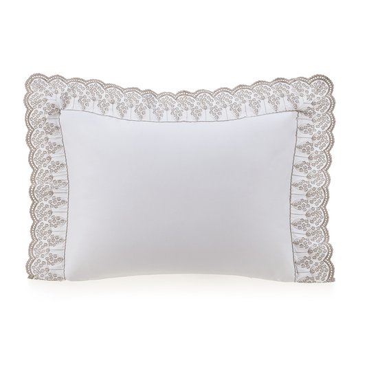 Fronha Brezza 300 Fios Trussardi Branco e Legno 50 x 70 cm