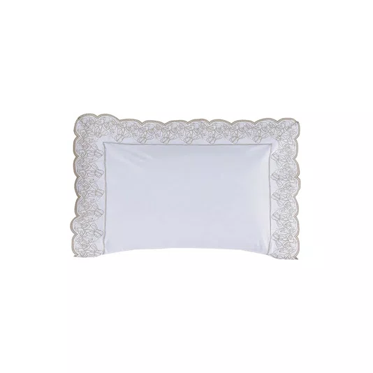 Fronha Cascine 300 Fios Trussardi Branco e Legno 50cm x 70cm