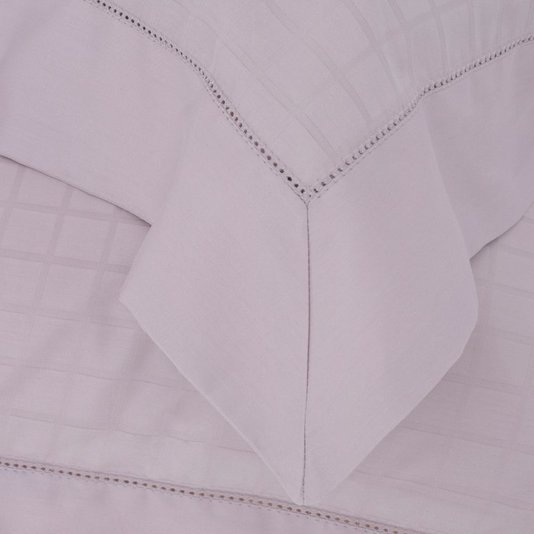 Fronha Damask Square 300 Fios Buddemeyer Rosa Pluma 50 x 70 cm