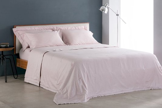 Fronha Damask Square 300 Fios Buddemeyer Rosa Pluma 50 x 70 cm