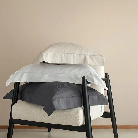 Fronha Damask Stripes 3 Abas Com Ajour Buddemeyer Chumbo 50 x 70 cm