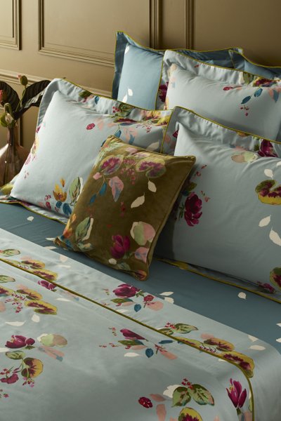 Fronha Eaux 300 Fios Algodão Orgânico Yves Delorme Estampado 65 x 65cm