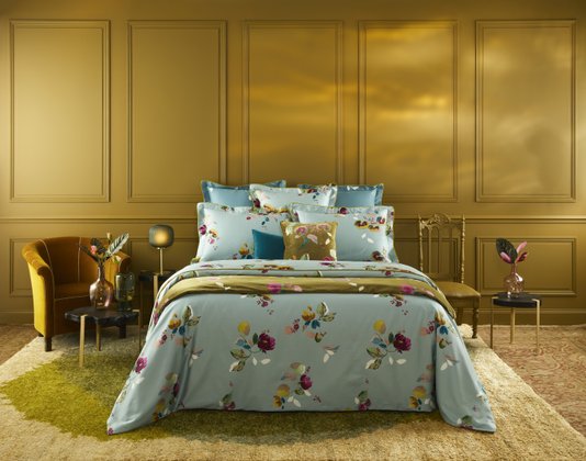 Fronha Eaux 300 Fios Algodão Orgânico Yves Delorme Estampado 65 x 65cm