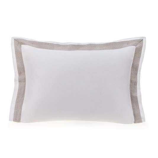 Fronha Porto 300 Fios Trussardi Branco e Legno 50 x 70 cm
