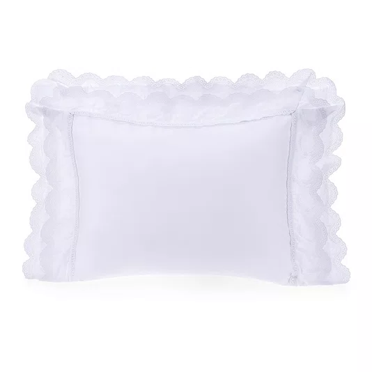 Fronha Romanza 300 Fios Trussardi Branco e Branco 50cm x 70cm
