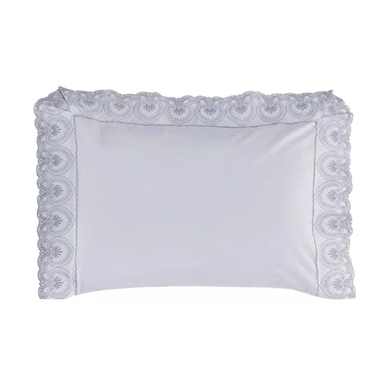 Fronha Signoria 300 Fios Trussardi Branco e Platino 50cm x 70cm