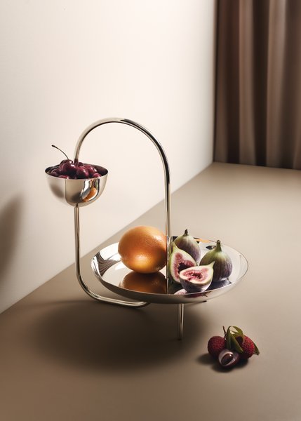 Fruteira Loops 2 Andares Brunno Jahara St James Prata 34 cm