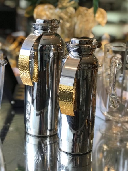 Garrafa Térmica Catania Nocc Riva Inox e Ouro 1 Litro