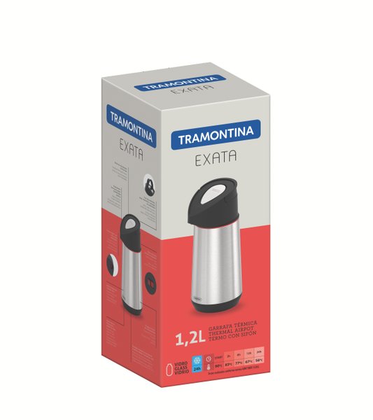 Garrafa Térmica com Bomba Exata Tramontina 1,2 L Preto