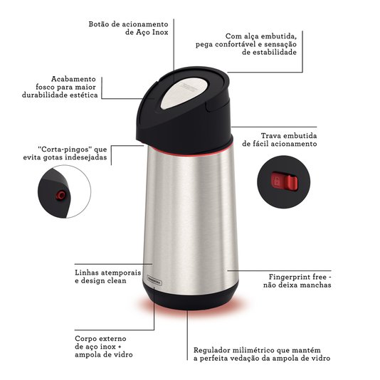 Garrafa Térmica com Bomba Exata Tramontina 1,8 L